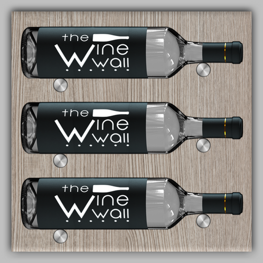 Wood Wine Wall Tiles - 3 Bottles Label Out